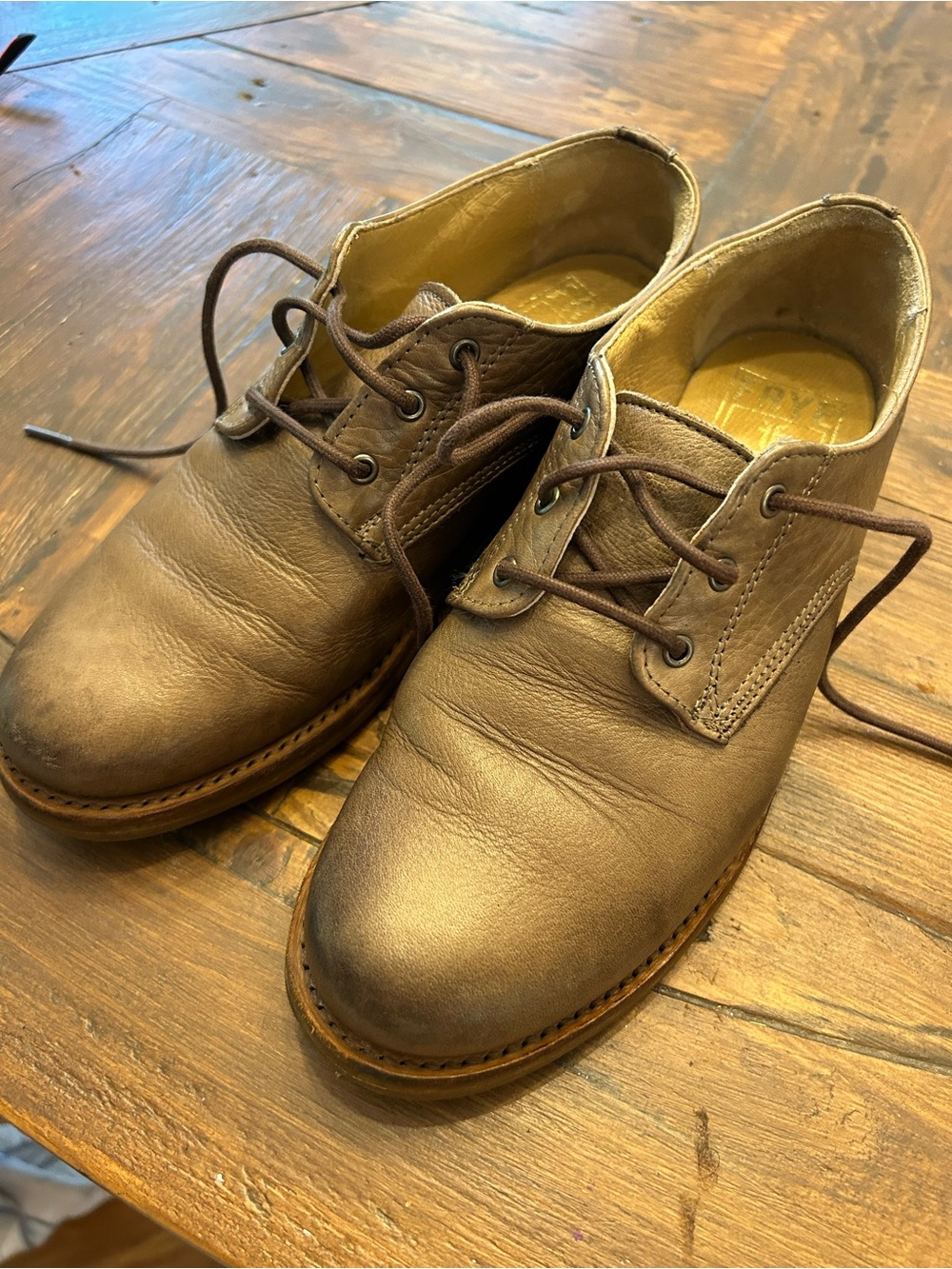 Frye Anna Women’s Oxford Camel Leather Lace Up Shoes Size 7